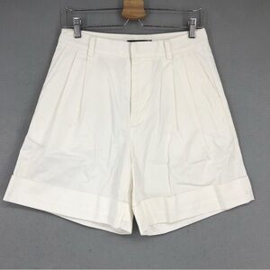 Magali Pascal designer high waist white cotton pleated shorts size 8 medium